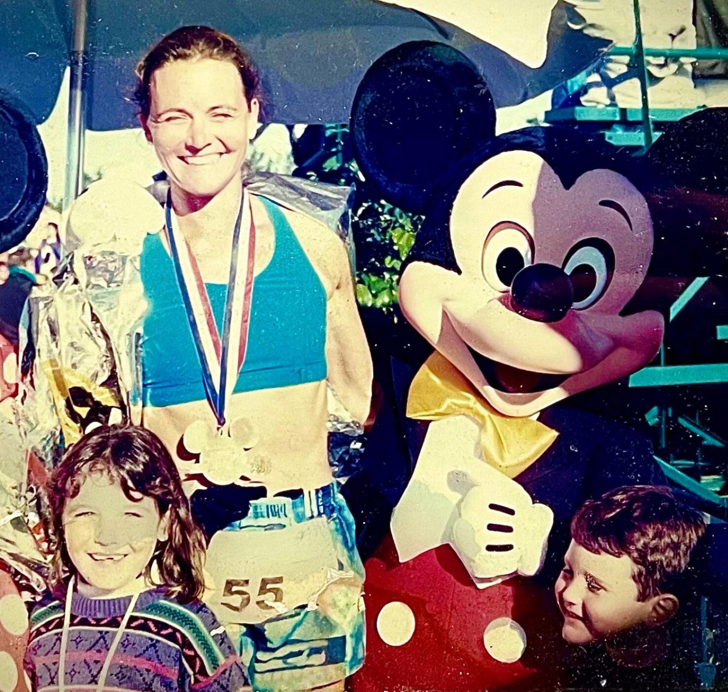 Heidi Coleman Arguelles at the finish line with children Daniela and Fernando.